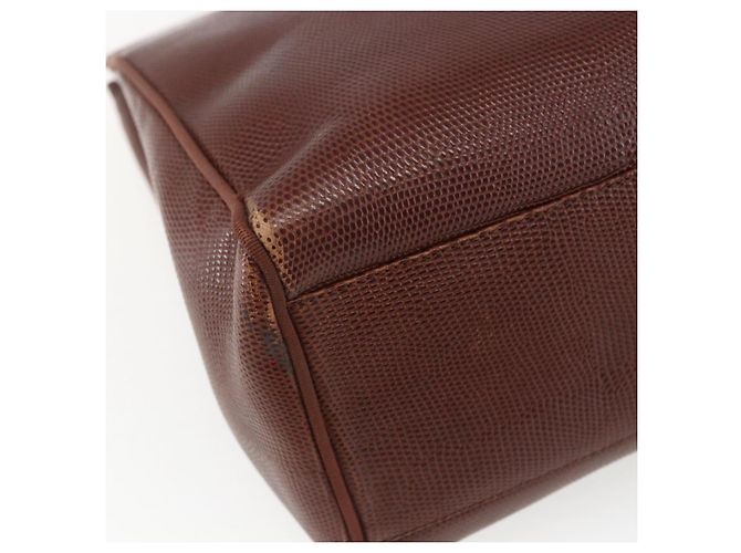 Borsa a Spalla Vala in Pelle Marrone Oro Salvatore Ferragamo Auth ka1378 D'oro - vista 16
