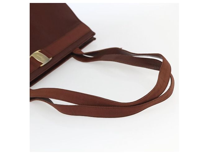 Borsa a Spalla Vala in Pelle Marrone Oro Salvatore Ferragamo Auth ka1378 D'oro - vista 7