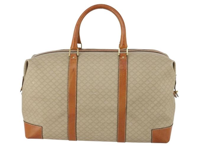 Céline Borsa Boston in tela Macadam CELINE PVC Beige Oro Auth 152180 D'oro - vista 13
