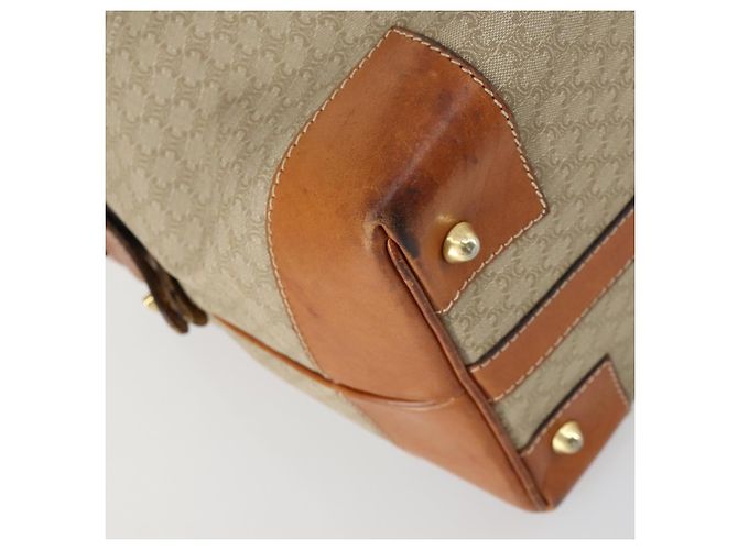 Céline Borsa Boston in tela Macadam CELINE PVC Beige Oro Auth 152180 D'oro - vista 16
