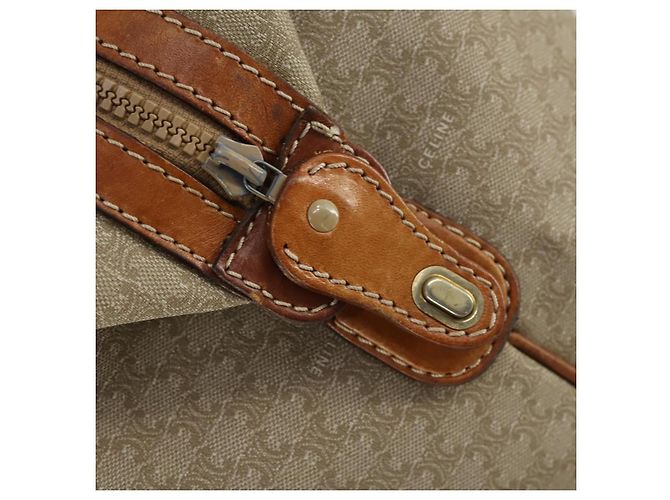 Céline Borsa Boston in tela Macadam CELINE PVC Beige Oro Auth 152180 D'oro - vista 18