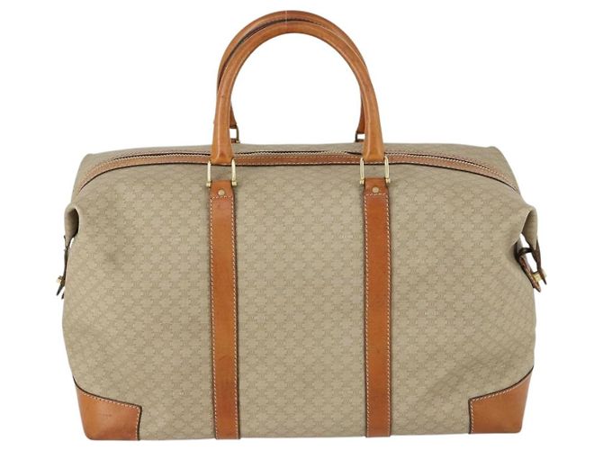Céline Borsa Boston in tela Macadam CELINE PVC Beige Oro Auth 152180 D'oro - vista 2