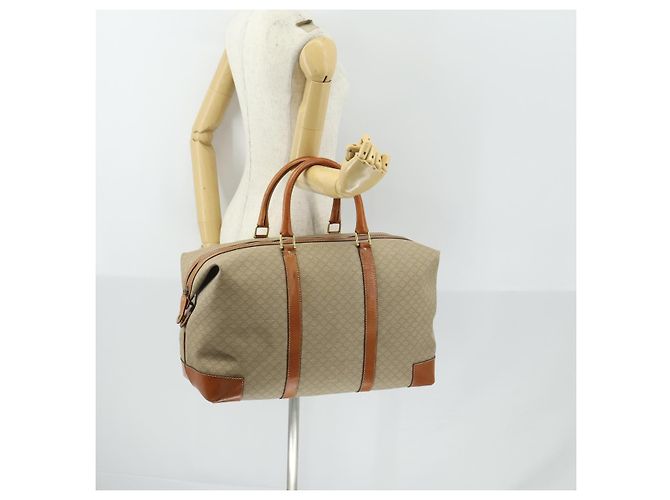 Céline Borsa Boston in tela Macadam CELINE PVC Beige Oro Auth 152180 D'oro - vista 23