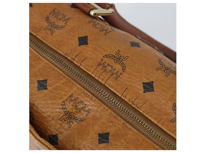 MCM Vicetos Logogram Borsa a Mano in Pelle PVC Marrone Oro Auth gh1457 D'oro - vista 10