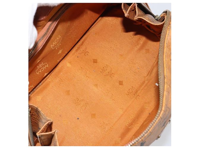 MCM Vicetos Logogram Borsa a Mano in Pelle PVC Marrone Oro Auth gh1457 D'oro - vista 11