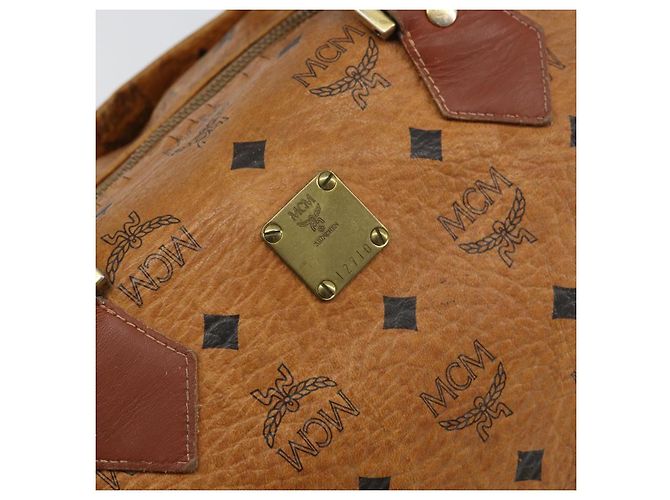 MCM Vicetos Logogram Borsa a Mano in Pelle PVC Marrone Oro Auth gh1457 D'oro - vista 12