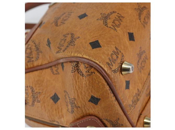 MCM Vicetos Logogram Borsa a Mano in Pelle PVC Marrone Oro Auth gh1457 D'oro - vista 14