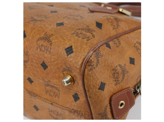 MCM Vicetos Logogram Borsa a Mano in Pelle PVC Marrone Oro Auth gh1457 D'oro - vista 15