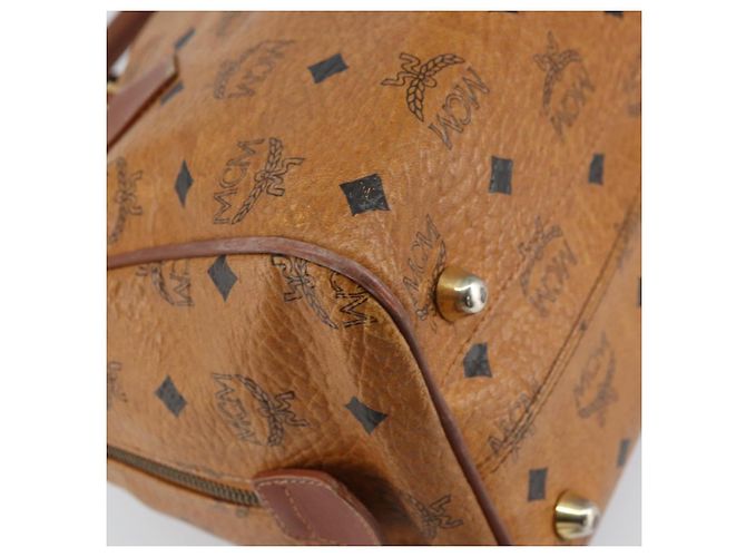 MCM Vicetos Logogram Borsa a Mano in Pelle PVC Marrone Oro Auth gh1457 D'oro - vista 16