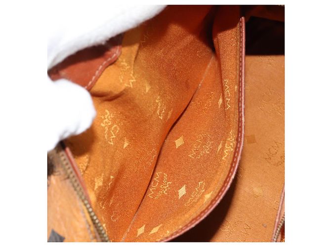MCM Vicetos Logogram Borsa a Mano in Pelle PVC Marrone Oro Auth gh1457 D'oro - vista 23