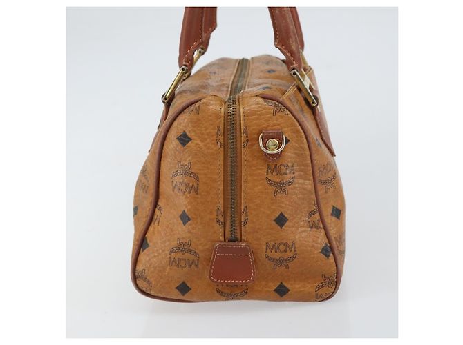MCM Vicetos Logogram Borsa a Mano in Pelle PVC Marrone Oro Auth gh1457 D'oro - vista 4