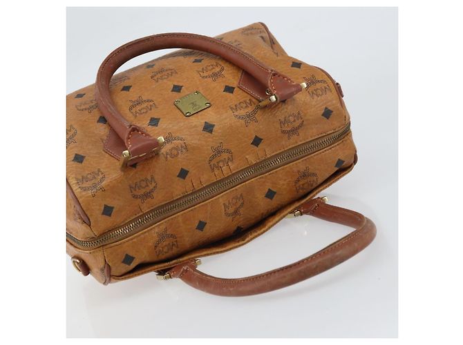 MCM Vicetos Logogram Borsa a Mano in Pelle PVC Marrone Oro Auth gh1457 D'oro - vista 6