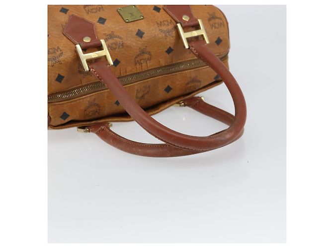 MCM Vicetos Logogram Borsa a Mano in Pelle PVC Marrone Oro Auth gh1457 D'oro - vista 7
