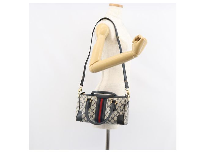 Gucci Borsa GG Supreme Sherry Line in PVC 2way Navy Rosso oro 002 39 0069 Auth ep12291 - vista 25