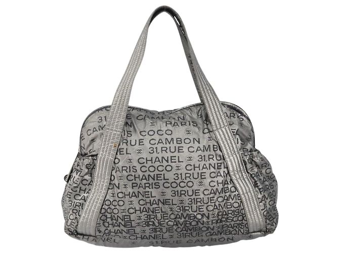 CHANEL Borsa Tote Illimitata Nylon Argento CC Auth gh1555 - vista 13