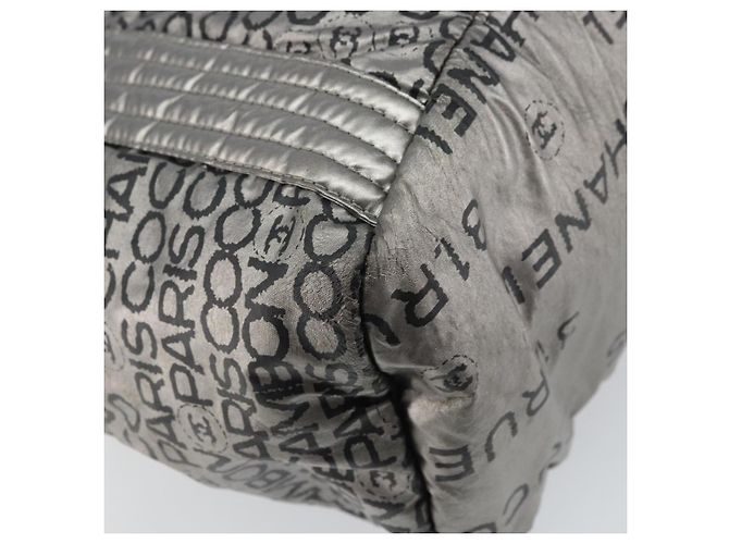 CHANEL Borsa Tote Illimitata Nylon Argento CC Auth gh1555 - vista 16