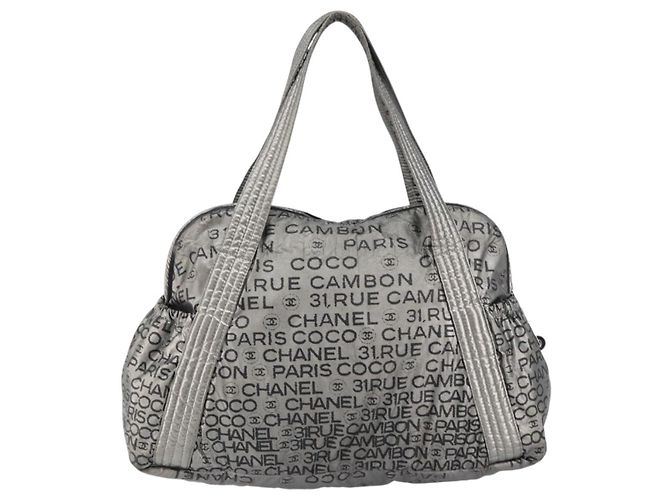 CHANEL Borsa Tote Illimitata Nylon Argento CC Auth gh1555 - vista 2