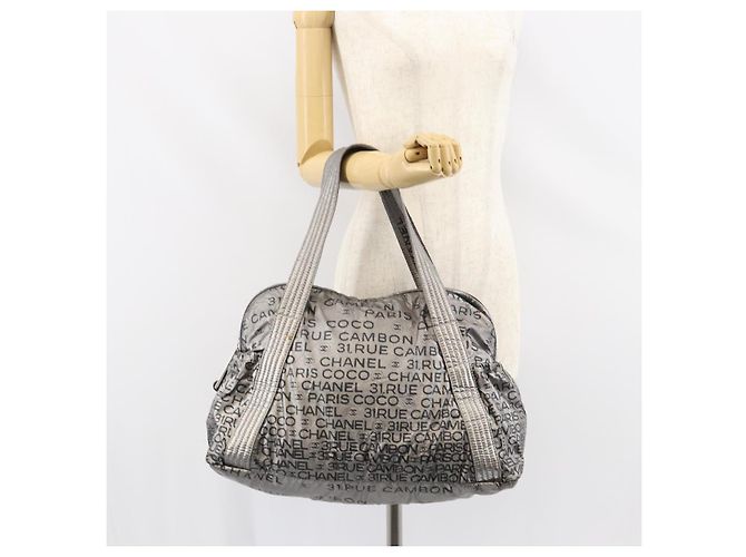 CHANEL Borsa Tote Illimitata Nylon Argento CC Auth gh1555 - vista 23