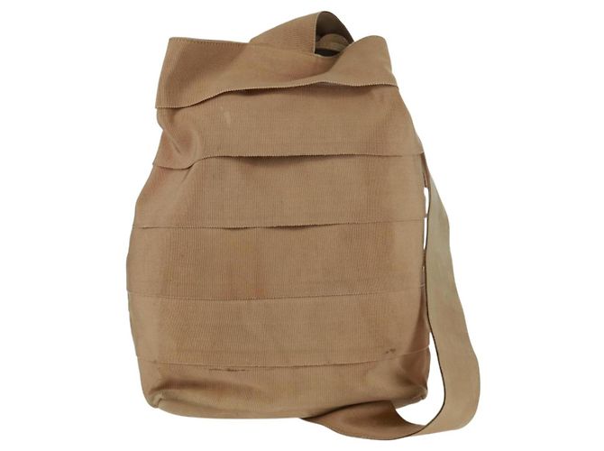Borsa a Spalla Salvatore Ferragamo in Tela Beige Oro Auth bs31859 - vista 2