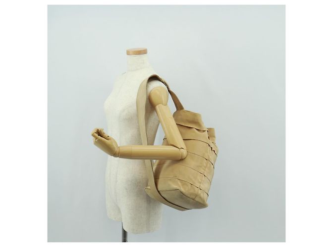 Borsa a Spalla Salvatore Ferragamo in Tela Beige Oro Auth bs31859 - vista 22