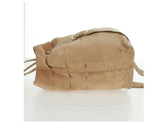 Borsa a Spalla Salvatore Ferragamo in Tela Beige Oro Auth bs31859 - vista 4