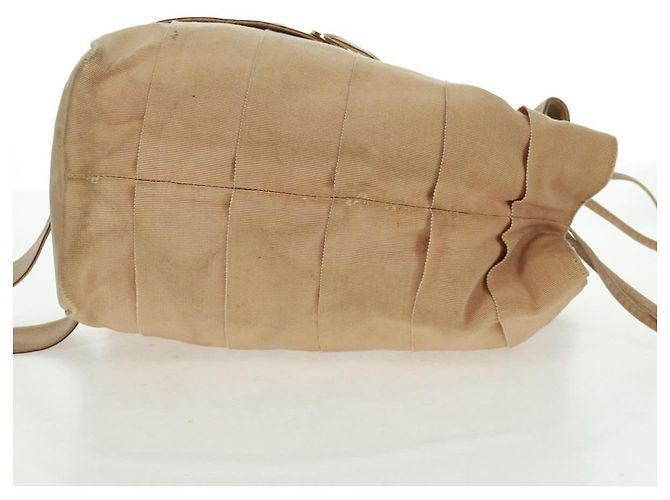 Borsa a Spalla Salvatore Ferragamo in Tela Beige Oro Auth bs31859 - vista 6