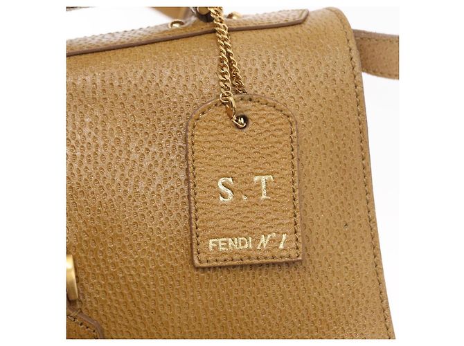 Borsa a mano FENDI in pelle 2 in 1 marrone oro Auth 158141 D'oro - vista 10