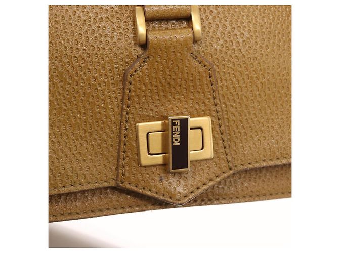 Borsa a mano FENDI in pelle 2 in 1 marrone oro Auth 158141 D'oro - vista 19