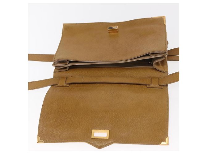 Borsa a mano FENDI in pelle 2 in 1 marrone oro Auth 158141 D'oro - vista 20