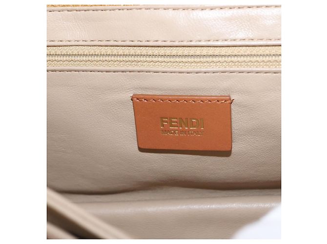 Borsa a mano FENDI in pelle 2 in 1 marrone oro Auth 158141 D'oro - vista 21