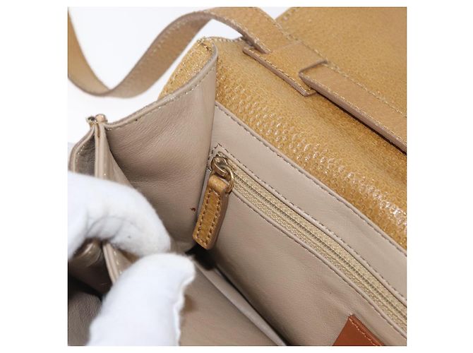Borsa a mano FENDI in pelle 2 in 1 marrone oro Auth 158141 D'oro - vista 27