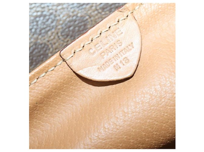 Céline Borsa a mano in tela Macadam CELINE in pelle PVC marrone e oro Auth mr1691 D'oro - vista 12