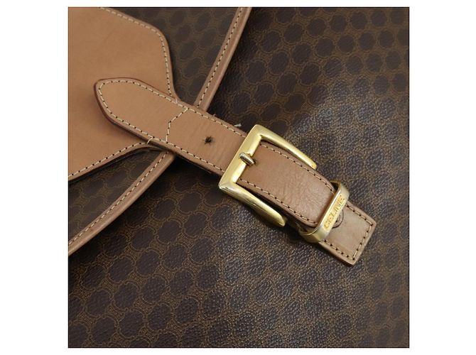 Céline Borsa a mano in tela Macadam CELINE in pelle PVC marrone e oro Auth mr1691 D'oro - vista 17