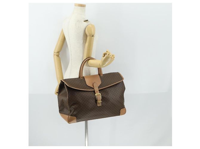 Céline Borsa a mano in tela Macadam CELINE in pelle PVC marrone e oro Auth mr1691 D'oro - vista 21