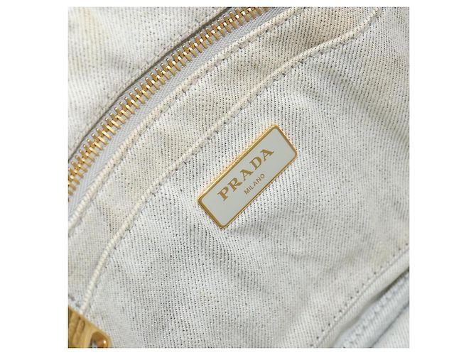 PRADA Borsa Canapa PM in tela beige oro Auth gh1549 D'oro - vista 17