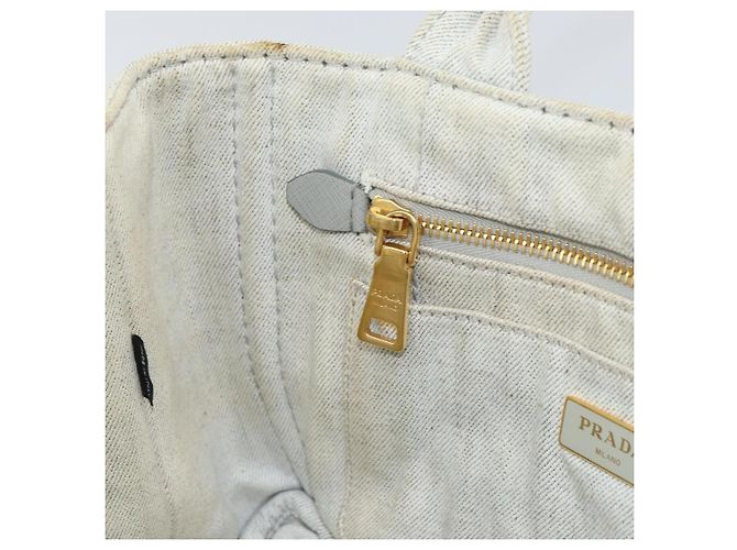 PRADA Borsa Canapa PM in tela beige oro Auth gh1549 D'oro - vista 20
