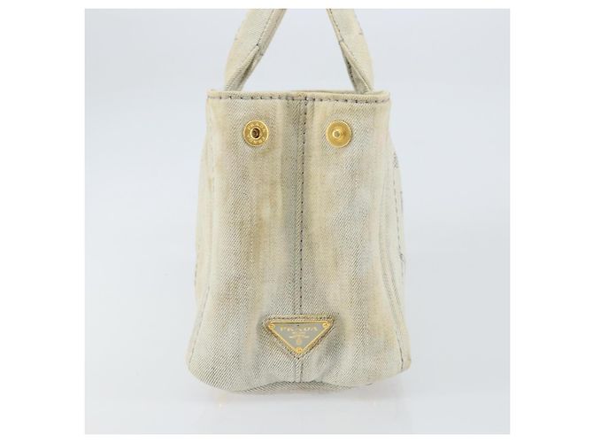 PRADA Borsa Canapa PM in tela beige oro Auth gh1549 D'oro - vista 3
