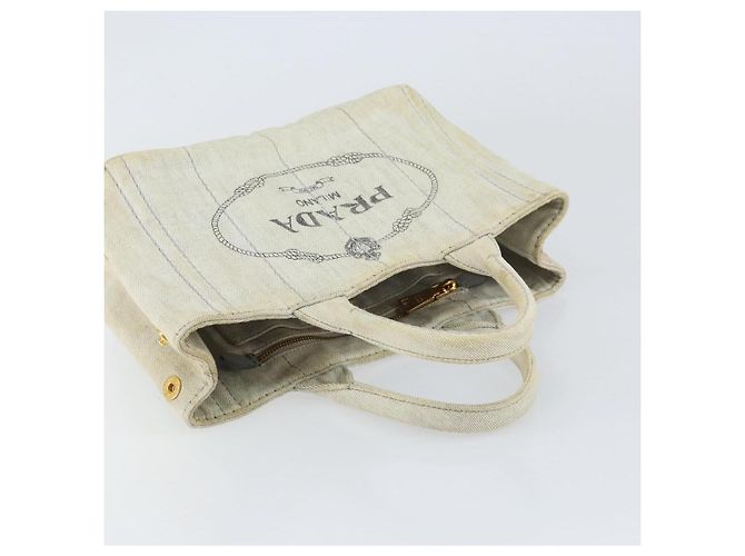 PRADA Borsa Canapa PM in tela beige oro Auth gh1549 D'oro - vista 6
