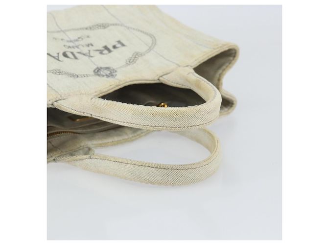 PRADA Borsa Canapa PM in tela beige oro Auth gh1549 D'oro - vista 7