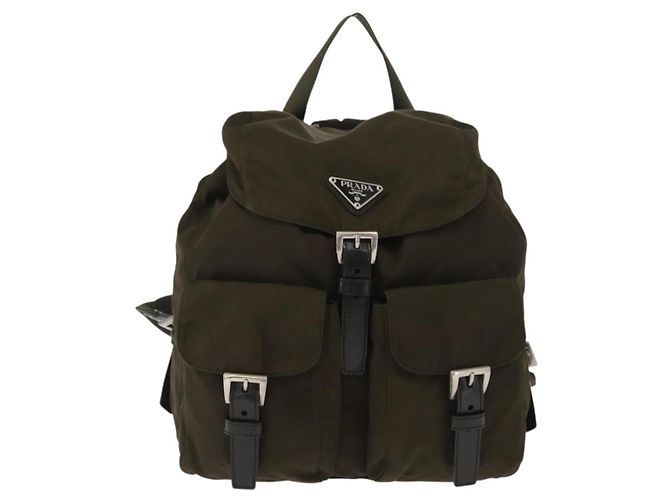 PRADA Backpack Nylon Khaki Silver Auth 159721 Silvery - view 13