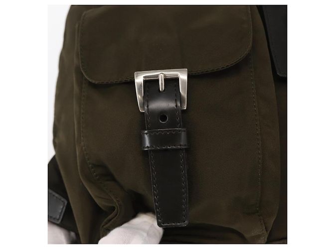 PRADA Backpack Nylon Khaki Silver Auth 159721 Silvery - view 20