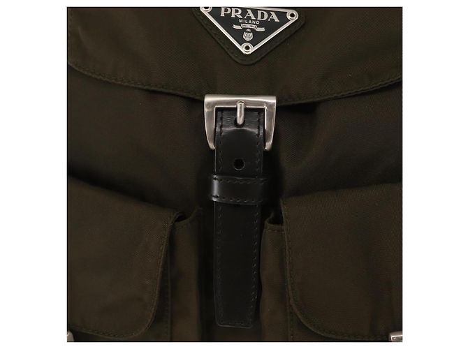 PRADA Backpack Nylon Khaki Silver Auth 159721 Silvery - view 22