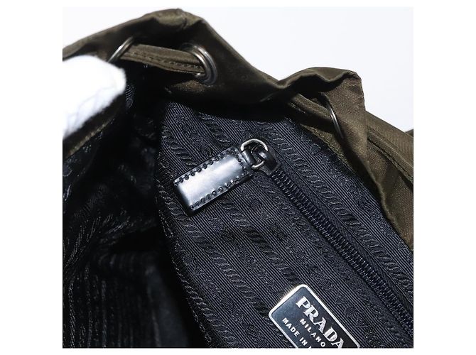 PRADA Backpack Nylon Khaki Silver Auth 159721 Silvery - view 28