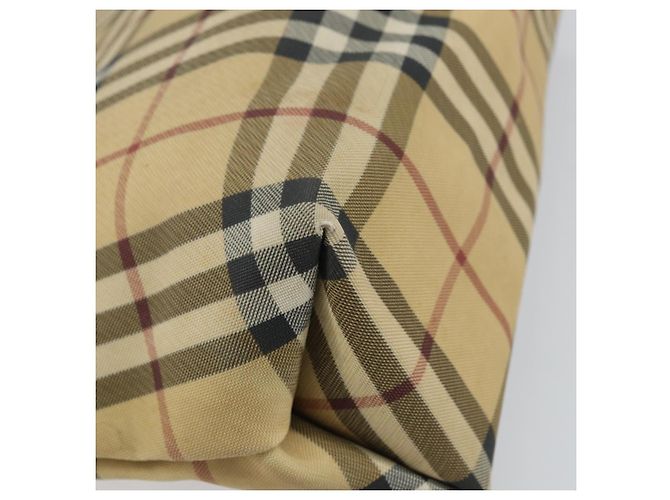 Bolsa de mão em PVC bege e dourado com estampa Nova Check da BURBERRY Auth 159987 - vista 16
