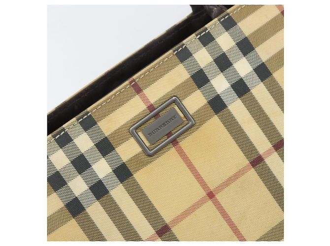 Bolsa de mão em PVC bege e dourado com estampa Nova Check da BURBERRY Auth 159987 - vista 17