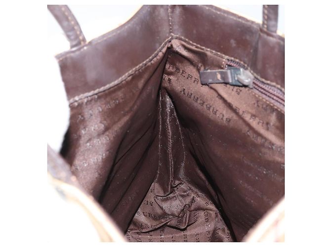 Bolsa de mão em PVC bege e dourado com estampa Nova Check da BURBERRY Auth 159987 - vista 19