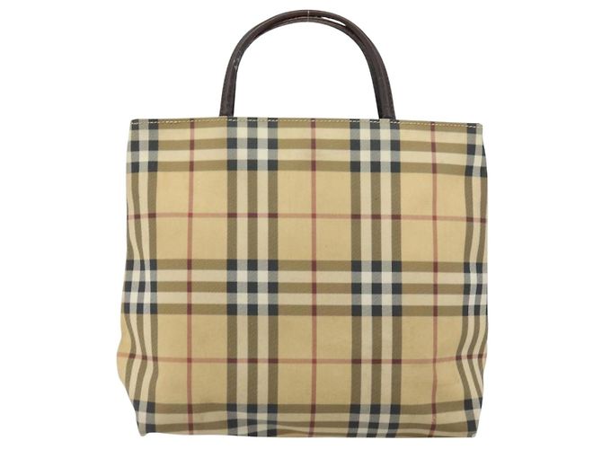 Bolsa de mão em PVC bege e dourado com estampa Nova Check da BURBERRY Auth 159987 - vista 2