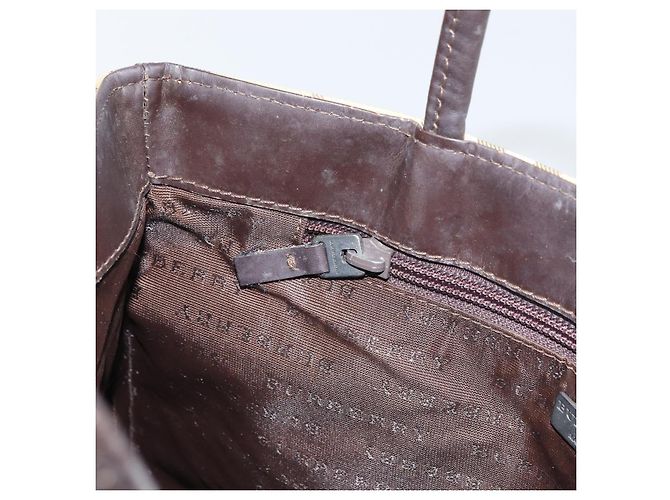 Bolsa de mão em PVC bege e dourado com estampa Nova Check da BURBERRY Auth 159987 - vista 20