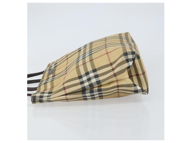 Bolsa de mão em PVC bege e dourado com estampa Nova Check da BURBERRY Auth 159987 - vista 4