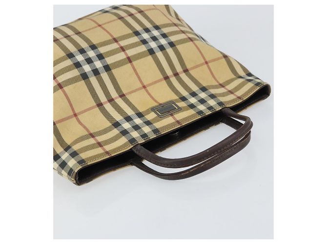 Bolsa de mão em PVC bege e dourado com estampa Nova Check da BURBERRY Auth 159987 - vista 6